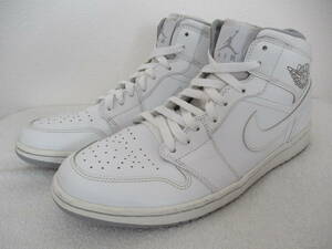 美品★NIKE AIR JORDAN 1 MID WHITE WOLF GREY*ナイキ エアジョーダン 1 ミッド ホワイト ウルフ グレー★554724-112 27.5cm