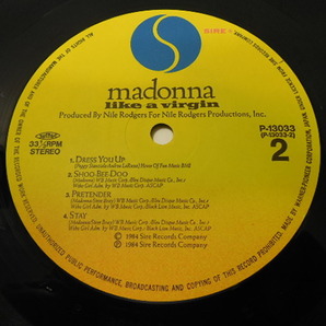 MADONNA・マドンナ / LIKE A VIRGIN (国内盤)     LP盤・P-13033の画像8