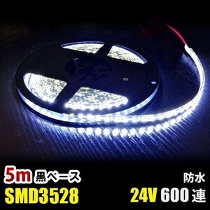 LEDテープライト ホワイト白 24V 5M 3528SMD 黒ベース 600連 防水 切断可 両面テープ付 正面発光 LEDテープ DD71