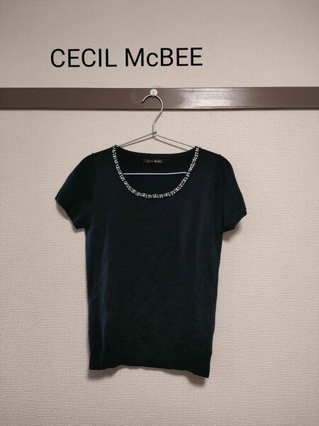 CECIL McBEE　半袖ニット　濃紺　インナー　重ね着 トップス