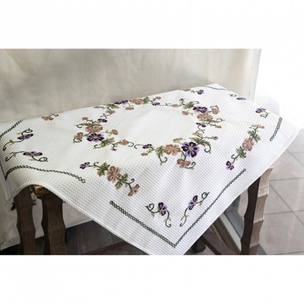 Venta 50% de descuento en productos interiores mantel bordado flor rosa x morado 90 x 90, Artículos hechos a mano, Suministros de cocina, Manteles