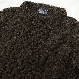 ARTESANIA hand knit アルテサニア エクアドル製 ハンドニット フィッシャーマン セーター アラン ケーブル ニット ネップ ブラウン M