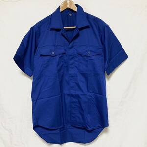 未使用 デッドストック 昭和 90年代 JR 東日本 旧型 廃盤 夏用 制服 夏服 半袖 シャツ ユニフォーム 青 ブルー レトロ size3 94年