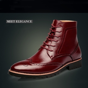  wing chip boots leather boots race up men's boots casual boots leather shoes leather shoes man shoes autumn winter leather .mse0018 wine color 24.0cm