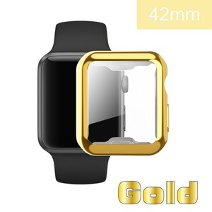 アップルウォッチ 3 2 カバー 42mm ゴールド ケース Case Gold apple watch TPU素材 滑らか 軽量 耐衝撃 全面保護