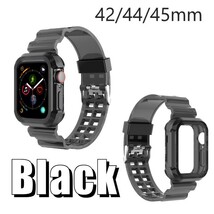 新品 Apple Watch クリアバンド ブラック 45mm 42mm 44mm Series SE2 SE 8 7 6 5 4 3 2 1 TPU材質 耐衝撃 通気性抜群 アップルウォッチ 02_画像1