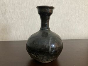 コレクター収集品 検索)朝鮮 李朝 徳利 酒器 古玩 唐津 黒釉 古美術品 骨董品 アンティーク 時代物 中国古玩