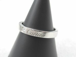 ◆中古良品 Cartier カルティエ エングレーブド Cドゥ リング 指輪 1P ダイヤモンド PT950 プラチナ 約11号 サイズ52 約4.76g ジュエリー◆