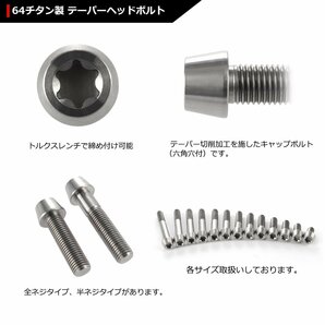 M10×65mm P1.25 64チタン合金 テーパーヘッド トルクス穴付き キャップボルト シルバーカラー 素地 ドレスアップ パーツ 1個 JA408の画像3