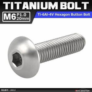 M6×20mm P1.0 64チタン合金 トラスヘッド 六角穴付き ボタンボルト シルバーカラー 車/バイク/自転車 1個 JA912