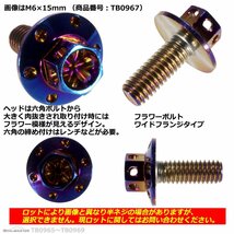 M6×12mm P1.0 フラワーヘッド ワイドフランジ 六角ボルト ステンレス 車/バイク ドレスアップ 焼きチタンカラー 1個 TB0966_画像2