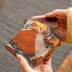 【6枚セット】木製 木目調デザイン コースター おしゃれ かわいい ナチュラル