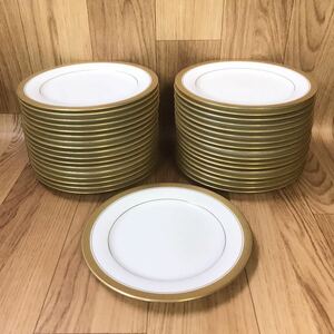 送料無料 良品 Noritake ノリタケ プレート 21cm 35枚 セット/中皿 平皿 デザート皿 皿 /ホワイト・ゴールドライン 金彩/ノリタケ 1466