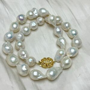 綺麗虹色本真珠ネックレスバロックパールネックレス12-16mm 42xm Pearl jewelry 天然 