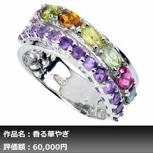 【1円新品】イケゾエガレ｜4.00ct 天然トルマリン&アメジスト K14WG仕上リング 18.5号｜作家モノ｜本物保証｜NGL鑑別対応