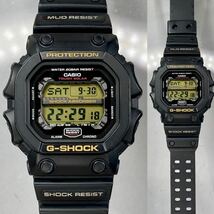 希少 美品 G-SHOCK GX-56-1BJF GXシリーズ タフソーラー 防塵・防泥構造 マッドレジストブラック ゴールド液晶 スクウェア ビッグケース_画像3