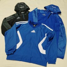 +WX20 まとめ 3枚 セット 福袋 男子 男の子 140 adidas アディダス プルオーバー パーカー ピステ サッカー スポーツウェア 青 黒_画像1