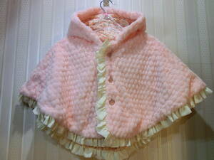 * Kids Zoo / kids zoo S size * pink with a hood . mantle / poncho t643