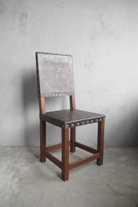  antique France leather × wood chair -B chair store furniture 