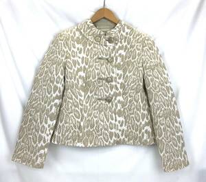  Armani ko let's .-ni Leopard pattern no color jacket FC2767 lady's size 42 beige group ARMANI COLLEZIONI