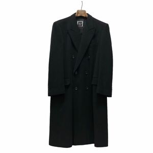 ▼美品【Christian Dior】クリスチャンディオール カシミヤ100% ダブルロングチェスターコート メンズ 男性 黒 ブラック L アウター RC3993