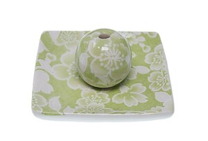  Sakura ..( green ) small angle plate fragrance establish ceramics ACSWEBSHOP original 