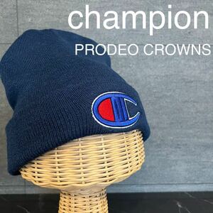 champion チャンピオン RODEO CROWNS ロデオ　コラボ ニット帽 ニットキャップ 帽子 刺繍ロゴ ネイビー デカ目 玉mc2181