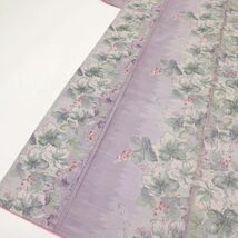 【大島紬】特選　大島紬　蔦の葉のライン　紫グラデーション　袷　正絹　着物　TP8-2_画像3