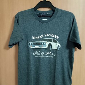 半袖プリントTシャツ チャコール Mサイズ LOCK HEAVEN ケンメリ GTR GT-R KPGC110 日産 スカイライン　旧車