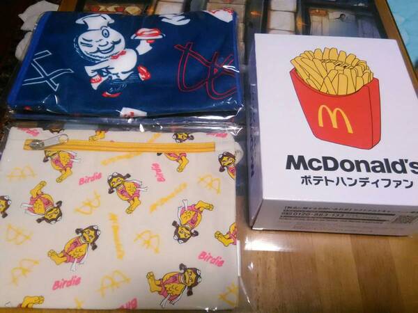 (送料無料)マック マクドナルド ファスナー付きポーチ バーディ & ポテトハンディファン & ひんやりタオル I'M SPEEDEE 3点セット
