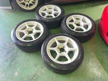 DEEPSRACING★BuddyClub バーディクラブ 15インチ 7J +45 PCD100 4H タイヤ付き 195/50R15 4本セット★検)EF8 EF9 EG6 EG9 EK4_画像2