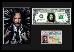 映画【 John Wick / ジョン・ウィック 】キアヌ・リーブス / Keanu Reeves /写真本物USA1ドル札フレーム証明書付-1