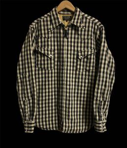 ウエストライド WESTRIDE ヘビーネルシャツ　CPO ジップジャケット　size 42 L/ブラック×ベージュ
