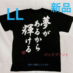 新品【夢があるから輝ける】バックプリント おもしろ半袖ＴシャツLL 男女兼用 メンズ レディース