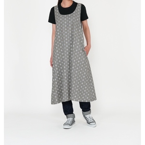 Art hand Auction ☆ Rudra/Gray ☆ switch One-piece double apron, apron, stylish, adult, long apron, one-piece apron, cafe apron, Handmade items, Kitchen supplies, apron