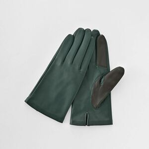 * dark green * 19cm * WOMEN leather glove touch panel correspondence Kuroda gloves lady's glove hand ... smart phone correspondence 