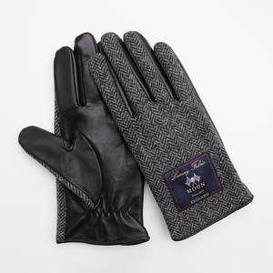 * herringbone gray * 24cm * MEN MOON glove squalene processing anti-bacterial function touch panel correspondence Kuroda gloves men's glove 