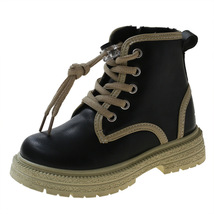 ☆ ブラック ☆ 27(17.5cm) ☆ キッズブーツ pmyboot552a ショートブーツ 女の子 厚底 紐 ブーツ 子供ブーツ ショート 厚底ブーツ_画像1