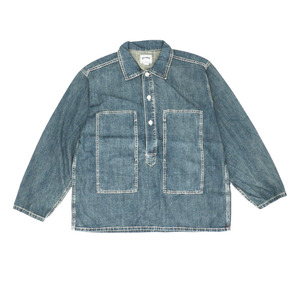 ☆ BLEACH ☆ Lサイズ ☆ HOUSTON USA COTTON DENIM ARMY PULLOVER SHIRT 40696 ヒューストン シャツ 40696 HOUSTON デニムシャツ