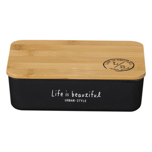 ☆ バンブー/ブラック ☆ LIFE IS BEAUTIFUL L/B 長角一段ランチ ランチボックス おしゃれ 弁当箱 お弁当箱 1段 一段 600ml