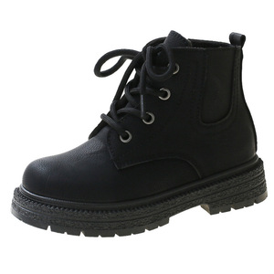 ☆ ブラック ☆ 27(16.9cm) ☆ キッズブーツ pmyboot560 ショートブーツ 女の子 紐 スノーブーツ ブーツ 子供ブーツ 紐靴 ショート