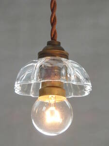 フランスアンティーク 電球付 ガラス　シャンデリア 花 吊り下げ ペンダント 照明 ランプ　ライト ブロカント 蚤の市 仏国