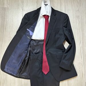 【魅惑の艶感】 ポールスミス　Mサイズ　ブラック　黒　スーツ　ウール　総裏　2B　セットアップ　メンズ【Paul smith】