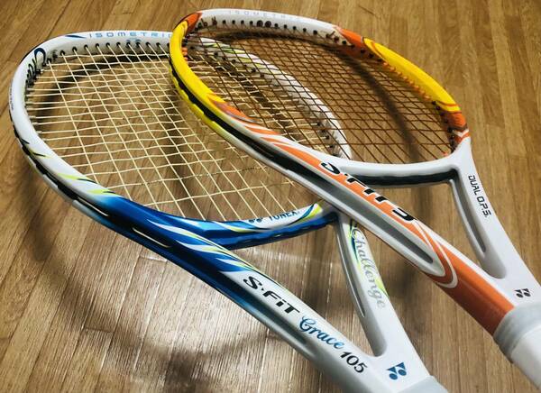 美品　2本セット 送料無料　伊達公子モデル YONEX S-FiT Grace 105 YONEX S-FIT 3 105 シニア／ダブルス 初心者　新品元グリップ交換済　