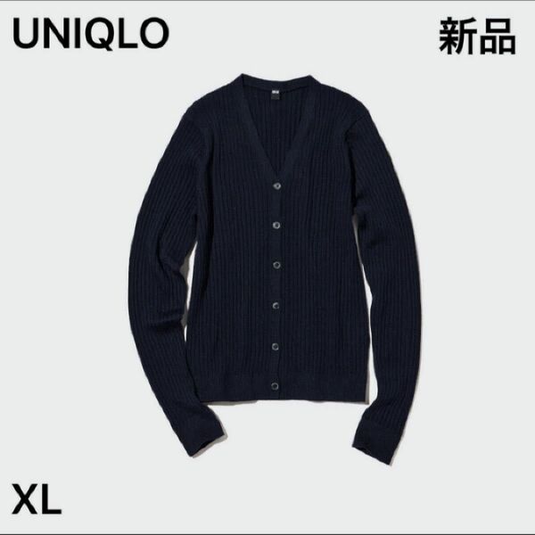 UNIQLO エクストラファインメリノリブショートカーディガン（長袖）09 BLACK XL