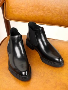  new work! new goods men's business shoes Chelsea boots original leather! side-gore boots rubber .. put on footwear . easy! black SE24cm