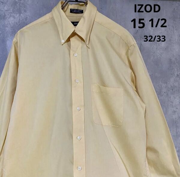 IZOD ビッグシルエット　長袖シャツ　黄　綿　シャツ　ボタンダウンシャツ 長袖