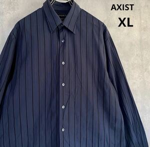 AXIST ビッグシルエット　長袖シャツ　XL 紺　ストライプ　綿100% シャツ