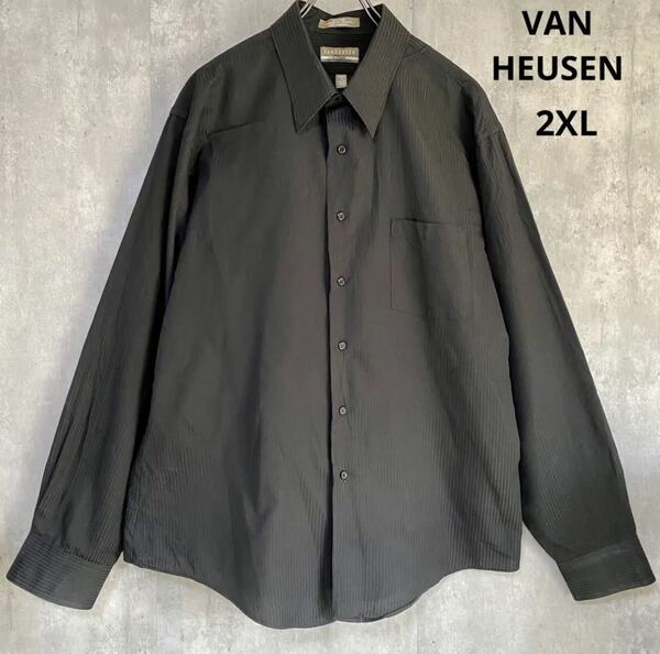 VAN HEUSEN ビッグシルエット　長袖シャツ　2XL ストライプ　SHIRT シャツ