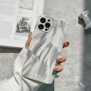 油絵風 塗り重ね iPhone7/8/SE2/SE3用人工皮革ケース グレー